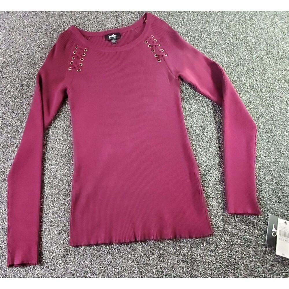 Bixby Sweater Women's XXL Maroon Red Long Sleeve Waffle Metal Eyelet Detail NWT